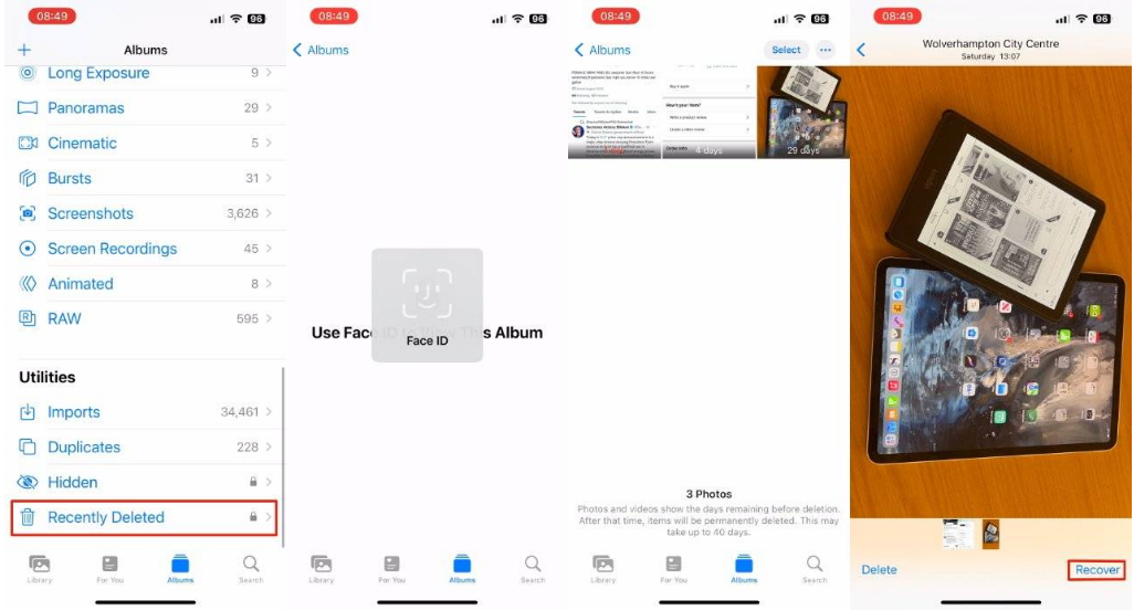 潼关苹果14维修分享 iPhone14 上恢复已删除的照片 