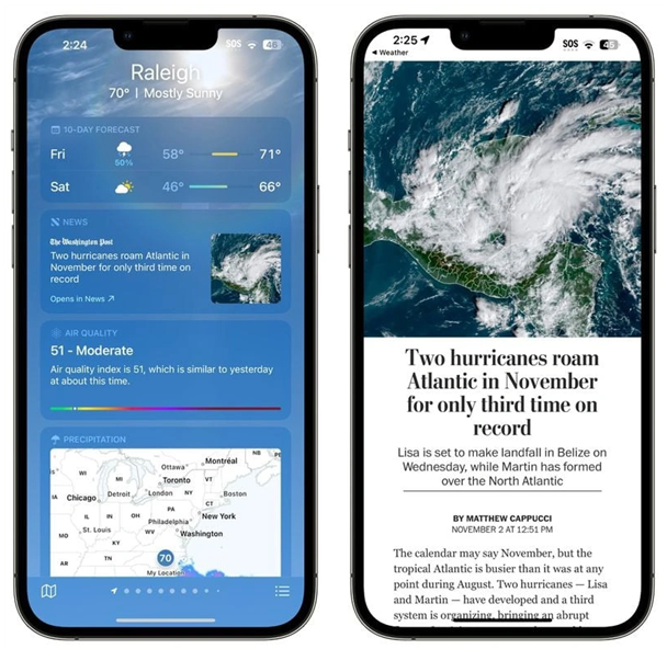 潼关苹果14维修分享iPhone 14手机如何看天气时顺带看新闻 
