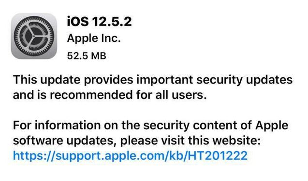 潼关苹果手机维修分享iOS12.5.2发布，建议所有老苹果用户安装 